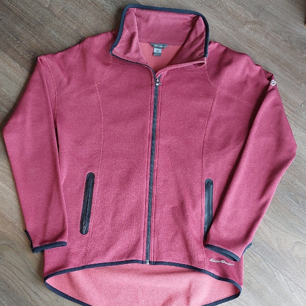 Eddie Bauer Maroon Full-Zip Jacket with Black Trim